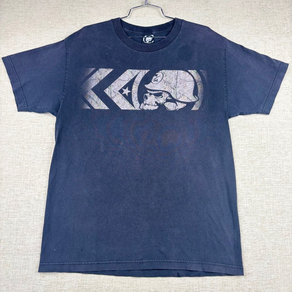 Metal Mulisha Mens Graphic T-Shirt Faded Black Skull Camo Distressed Motocross